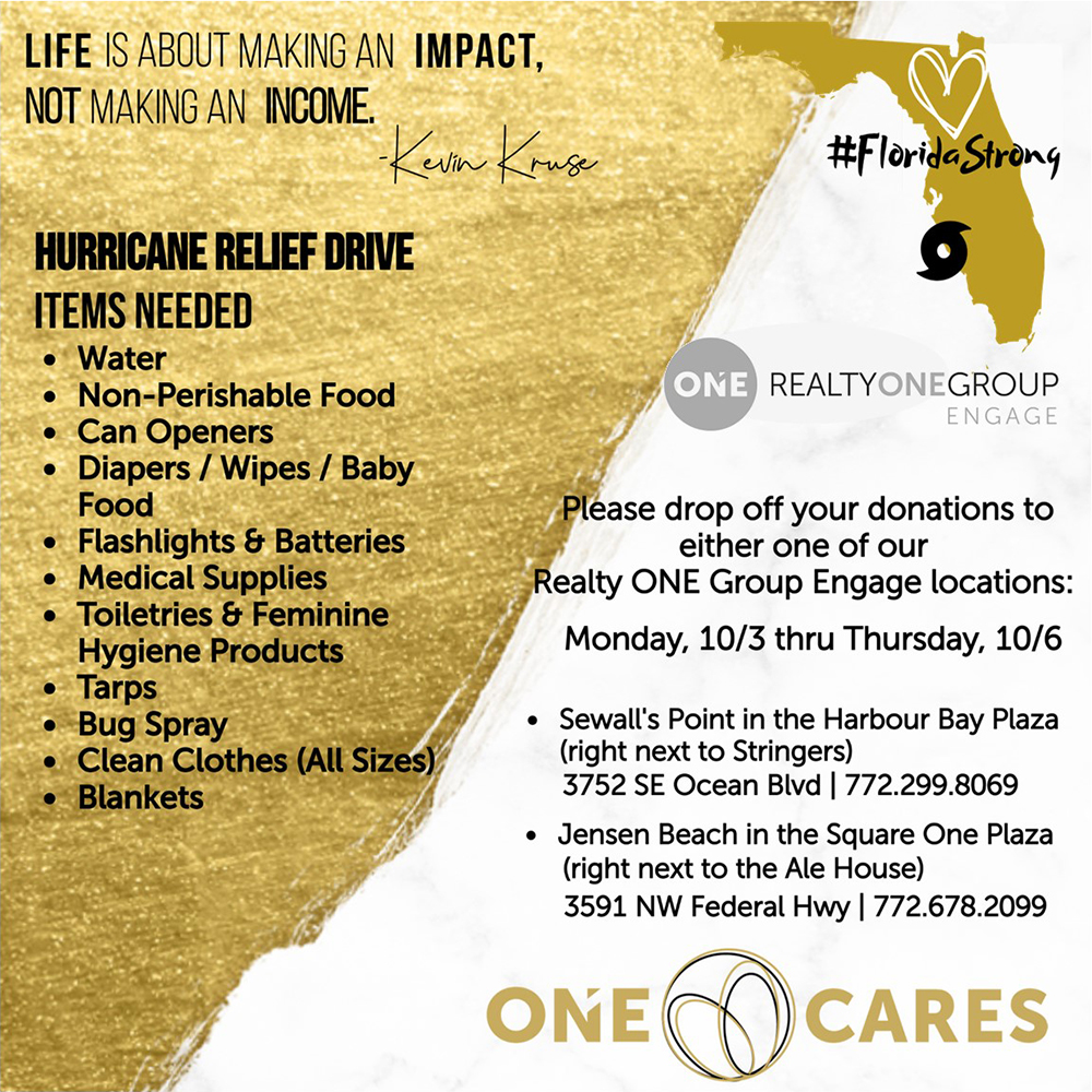Realty One Group Engage: One Luxe Hurricane Relief Drive