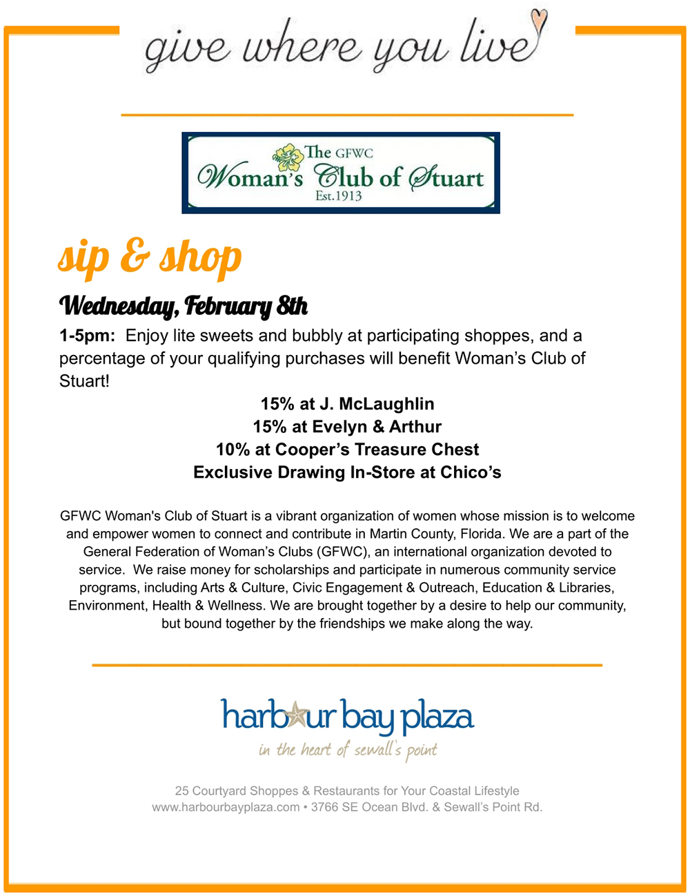 Sip & Shop to Benefit Woman's Club of Stuart